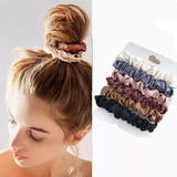 Popxstar 4/6 Pcs/Set Woman Fashion Scrunchies Velvet Hair Ties Girls Ponytail Holders Rubber Band Elastic Hairband Hair Accessories