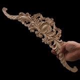 Popxstar Long Rose Flower Exquisite Carving Natural Wood Appliques Furniture Wooden Mouldings Wmqe Vintage Unpainted Decoration Decal