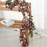 Popxstar 250CM Artificial Rose Flowers for Wedding Home Room Decoration Spring Autumn Garden Arch Christmas Rattan DIY Fake Plants Vine