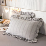 2 pcs Plaid Stripes Cotton Pillow Cover European Princess Style Ruffle Trim 48x74cm Home Textile Sleeping Soft Fabric Pillowcase