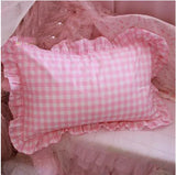 48x74cm  Pink Twin Heart Rabbit Pillow Case Cover Cotton Hairball Ruffle Pillowcase Girl Cute Bedding Toy Bedroom Home Decor