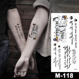Popxstar Arabic Language Waterproof Temporary Tattoo Sticker Black Love Text Word Letter Body Art Arm Wrist Leg Fake Tatoo For Women Men