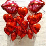 Popxstar 18inch Metallic Red Heart Ruby Agate Red Balloons Wedding Background Room Decoration Love Letter Balloon Valentines Decor