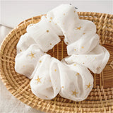 Popxstar Star Scrunchies Chiffon Hair Ties for Woman Girls Rubber Band Women Elastic Hairband Hair Accessories Headwear Tiara
