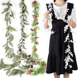 Popxstar 150cm Christmas Fireplace Garland Artificial Rattan Vine Fake Plant Pines Cones Garland For Home Xmas Wreath New Year Ornaments