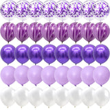 Popxstar  40 Pcs Blue Set Agate Marble Balloons Silver Confetti Balloon Wedding Valentine's Day Baby Shower Birthday Party Decorations