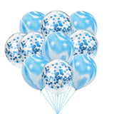 Popxstar  40 Pcs Blue Set Agate Marble Balloons Silver Confetti Balloon Wedding Valentine's Day Baby Shower Birthday Party Decorations