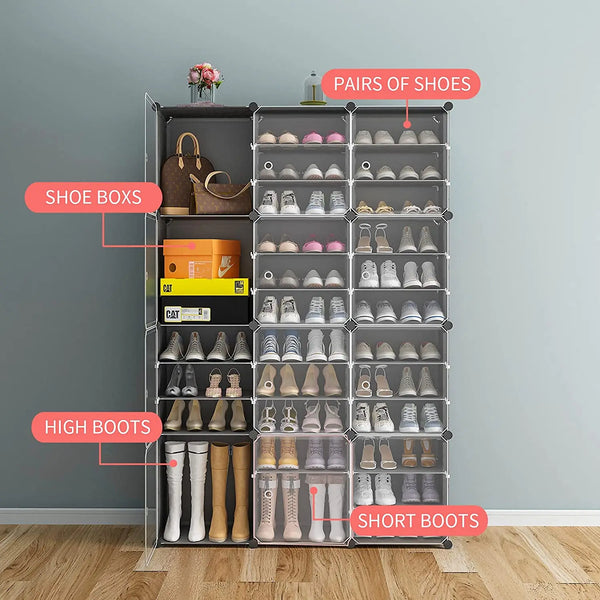 Popxstar US Shoe Rack Large Capacity Boot Storage 12 Cube Organzie Mod ...