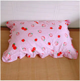 48x74cm  Pink Twin Heart Rabbit Pillow Case Cover Cotton Hairball Ruffle Pillowcase Girl Cute Bedding Toy Bedroom Home Decor