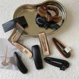 Popxstar Woman Vintage PU leather Hairpins Scrunchies Hair Clips Women Hair Clips Hair Accessories Ornaments Barrettes Hair Ties