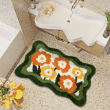 Popxstar  Fluffy Bathmat Minimalist Floral Bathroom Rug Tub Side Carpet Function Entrance Floor Mat Anti Slip Pad Aesthetic Home Decor