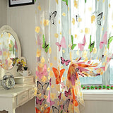 Popxstar 1PC Tulle Curtain For Bedroom Kitchen Kids Room Decoration Louver Window Treatments Romantic Butterfly Pattern Sheer Drape