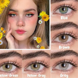 Popxstar 1 Pair Colored Contact Lenses Dioptric with Prescription Colored Natural Contact Lens for Myopia Yearly with Diopter