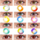 2Pcs/Pair Cosplay Color Contact Lenses Anime Accessories Orange Multicolored Lenses Pupilentes Halloween Colored Lenses