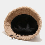 Popxstar Lamb Faux Fur Bucket Hat Winter Warm Teddy Velvet Hats Caps For Women Lady Outdoor Panama Fisherman Hat