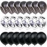 Popxstar  40 Pcs Blue Set Agate Marble Balloons Silver Confetti Balloon Wedding Valentine's Day Baby Shower Birthday Party Decorations