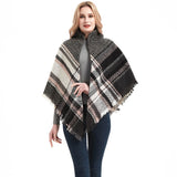 Popxstar Designer brand Plaid Women Knit Winter Scarf Cashmere Pashmina Female Warm Triangle Scarves Blanket Shawls Bandana Wraps Bufanda