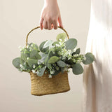 Popxstar 10PCS Fake Plants Eucalyptus Leaf Artificial Flower Basket Vase for Home Decor Wedding Bouquet Materials Christmas DIY Gifts Box