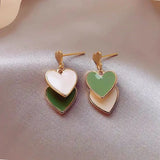 Popxstar Korean Fashion Jewelry Shining Rhinestone Hollow Heart Drop Earrings for Women Girls Vintage Red Crystal Earrings