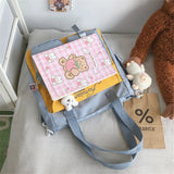 Popxstar Large Capacity Tote Bags Trendy Nylon Patchwork Shoulder School Book Bag for Teenage Girls Fashion Student Handbag Crossbody Sac