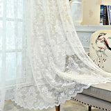 Popxstar White Lace Tulle Curtains for Bedroom Floral Window Treatments European-Style Sheer Voile For Livingroom Kitchen Drape Girl Room