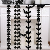 Popxstar 12pcs/string Halloween Decoration Non-woven Bat Skull Ghost String Black Hanging Ornament Scary Horror Halloween Garland Decor