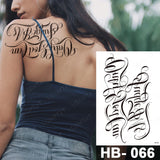 Popxstar Arabic Language Waterproof Temporary Tattoo Sticker Black Love Text Word Letter Body Art Arm Wrist Leg Fake Tatoo For Women Men