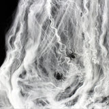 Popxstar Halloween Decorations Artificial Spider Web Super Stretch Cobwebs with Fake Spiders Scary Party Scene Decor Horror House Props