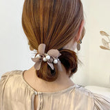 Popxstar Woman Pearl Rhinestone Hair Ties Women Hair Accessories Rubber Band Elastic Hairband Scrunchies Hair Ring Rope Headwear