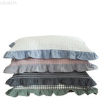 2 pcs Plaid Stripes Cotton Pillow Cover European Princess Style Ruffle Trim 48x74cm Home Textile Sleeping Soft Fabric Pillowcase