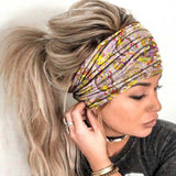 Popxstar Boho Stretch Headwrap Women Rose Flower Print Headband Elastic Head Wrap Hair Band Bandana Headband Wide Scarf Turban