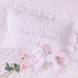 48x74cm  Pink Twin Heart Rabbit Pillow Case Cover Cotton Hairball Ruffle Pillowcase Girl Cute Bedding Toy Bedroom Home Decor