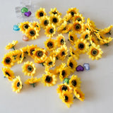 Popxstar  100pcs/lot 4cm Mini Silk Sunflower Artificial Flowers Head For Wedding Home Decoration DIY Wreath Scrapbooking Fake Flowers