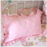 48x74cm  Pink Twin Heart Rabbit Pillow Case Cover Cotton Hairball Ruffle Pillowcase Girl Cute Bedding Toy Bedroom Home Decor