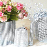 Popxstar 1 Roll 8/24 Rows Gold Silver Crystal Diamond Mesh Rhinestone Ribbon for Birthday Wedding DIY Decoration Cake Wrap Crystal Tulle