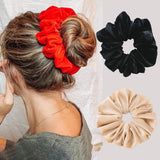 Popxstar Women Super Oversized Velvet Hair Band Solid Scrunchies Soft Flannel Elastic Large Intestine Hair Ties Ponytail Holder Hair Rope