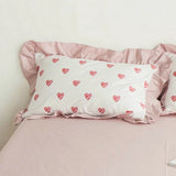 48x74cm  Pink Twin Heart Rabbit Pillow Case Cover Cotton Hairball Ruffle Pillowcase Girl Cute Bedding Toy Bedroom Home Decor