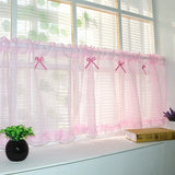 Popxstar Pink Short Sheer Tulle Curtain Semi-Blackout Kitchen Cabinet Coffee Rod Pocket Pleat Curtains Door Window Screens Voile Drapes