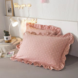 2 pcs Plaid Stripes Cotton Pillow Cover European Princess Style Ruffle Trim 48x74cm Home Textile Sleeping Soft Fabric Pillowcase