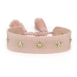popxstar Hand Woven Bracelets Adjustable Studded Stars Bracelet Fashion Jewelry Gifts