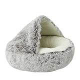 2 In 1Pet Dog Cat Bed Round Plush Cat Warm Bed House Soft Long Plush Bed For Small Dogs Cats Nest Donut Warming Sleeping Bed