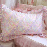 48x74cm  Pink Twin Heart Rabbit Pillow Case Cover Cotton Hairball Ruffle Pillowcase Girl Cute Bedding Toy Bedroom Home Decor