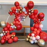 Popxstar 115Pcs Coral Red Balloon Arch Garland Rose Gold Chorme Metallic Balloons Romantic Wedding Party Decoration Birthday Balloons