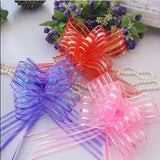 Popxstar 10pcs Wedding Bow Pull Flower Gift Packing Candy Box Accessories DIY Wedding Party Car Decor Pullbows Supplies Flower Ribbons