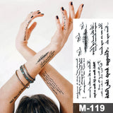 Popxstar Arabic Language Waterproof Temporary Tattoo Sticker Black Love Text Word Letter Body Art Arm Wrist Leg Fake Tatoo For Women Men