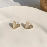 Popxstar Korean Fashion Jewelry Shining Rhinestone Hollow Heart Drop Earrings for Women Girls Vintage Red Crystal Earrings