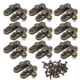 10x Antique Metal Catch Curved Buckle Horn Lock Clasp Hook Jewelry Box Padlock