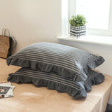 2 pcs Plaid Stripes Cotton Pillow Cover European Princess Style Ruffle Trim 48x74cm Home Textile Sleeping Soft Fabric Pillowcase