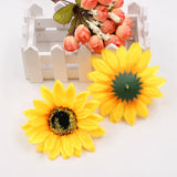 Popxstar 10Pcs Mini Silk Sunflower Artificial Daisy Flower Heads For Wedding Party Decoration DIY Gift Box Wreath Craft Fake Flowers
