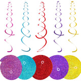 Popxstar 6pcs/pack New Party Decoration Wedding Party Ceiling Decoration Laser PET Double Hanging Swirls Mermaid Party Baby Shower Decor